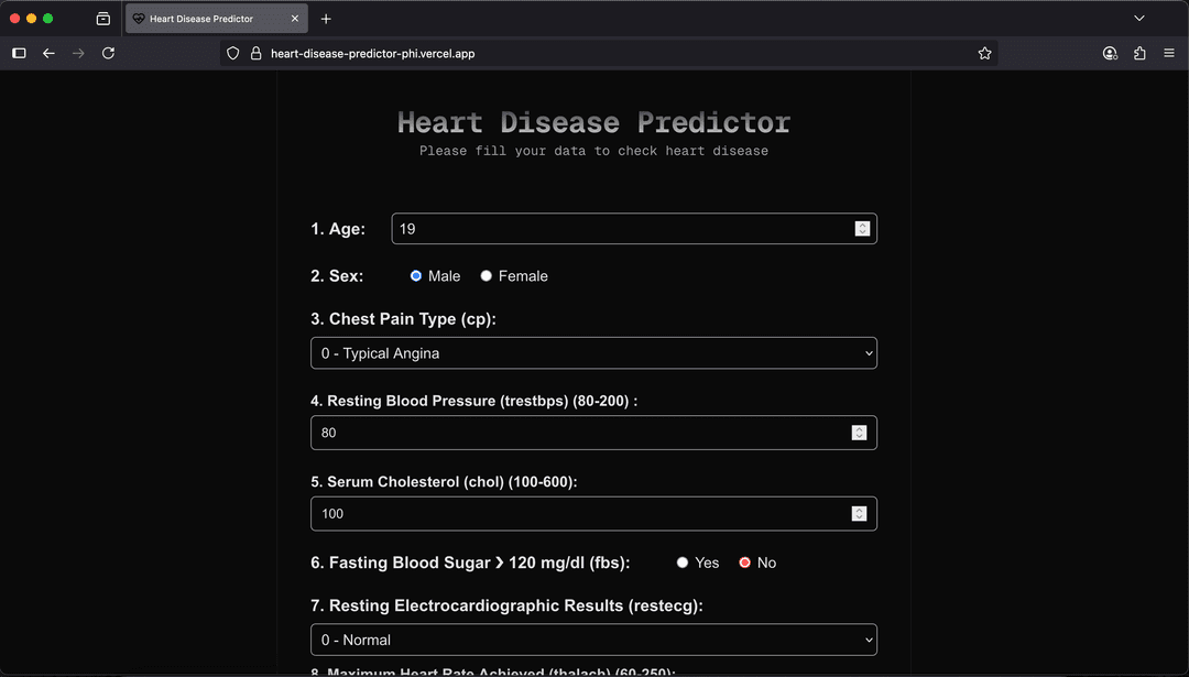 Heart disease predictor